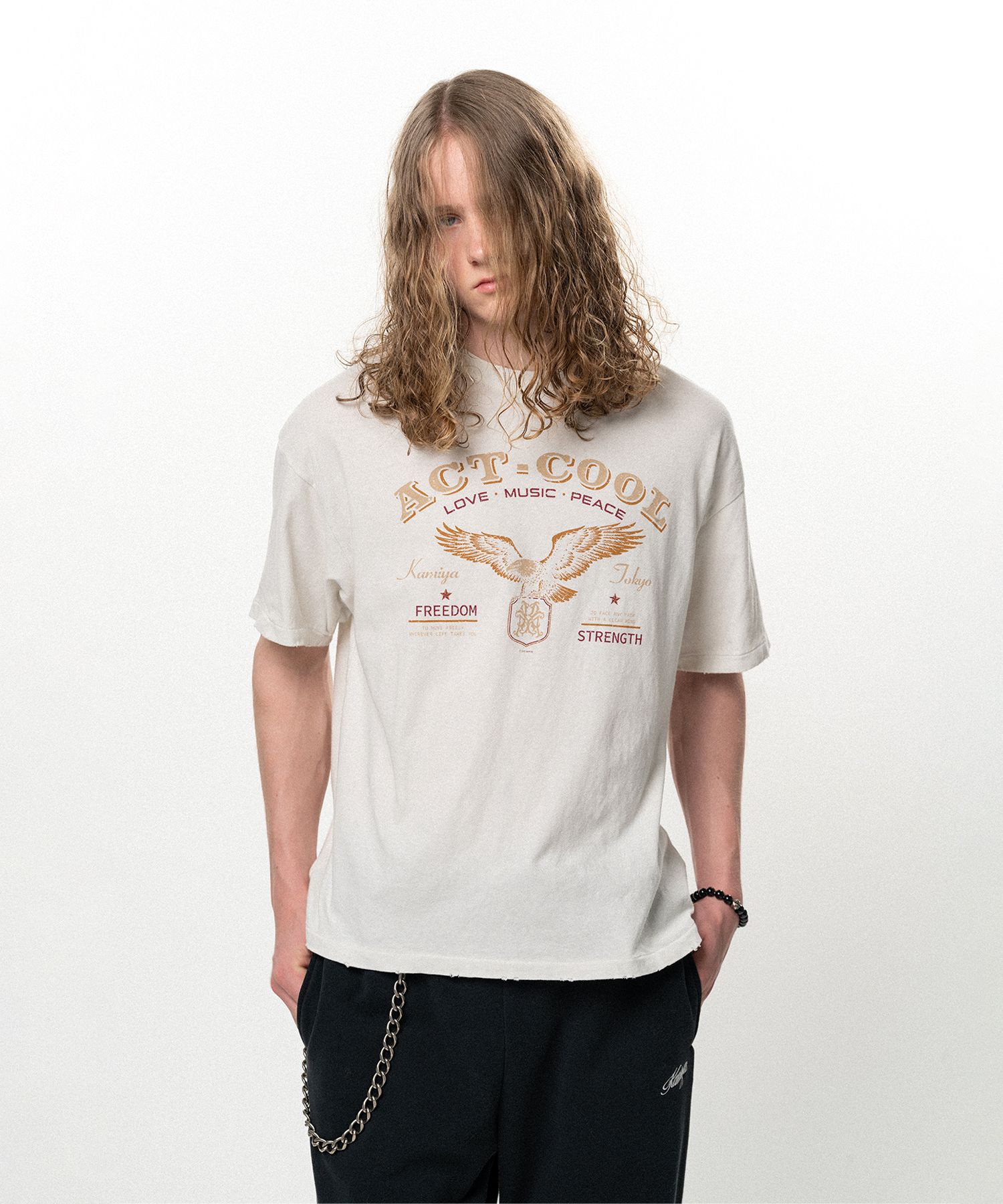 "ACT-COOL Eagle" Distressed T-shirt