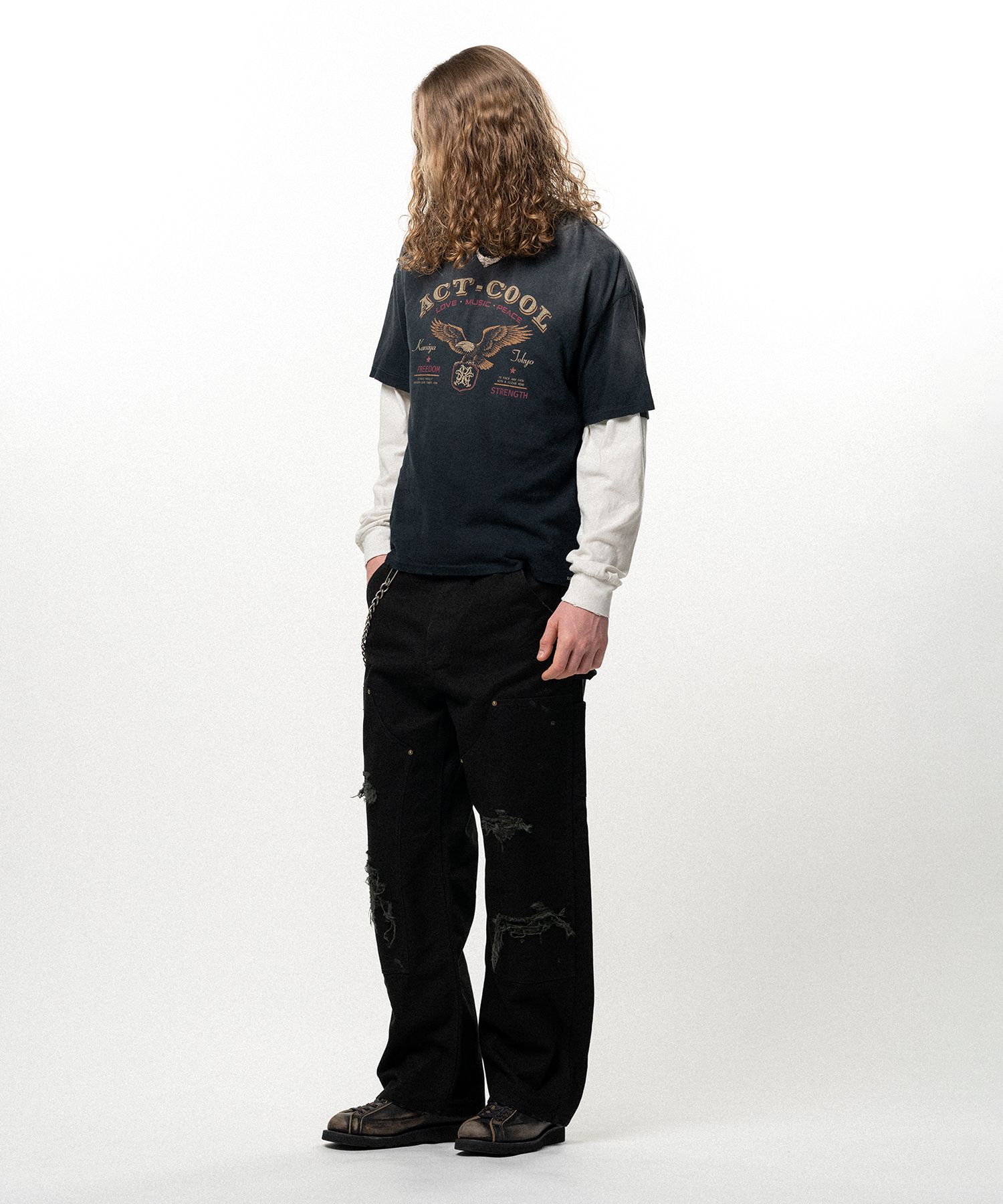 "ACT-COOL Eagle" Distressed T-shirt