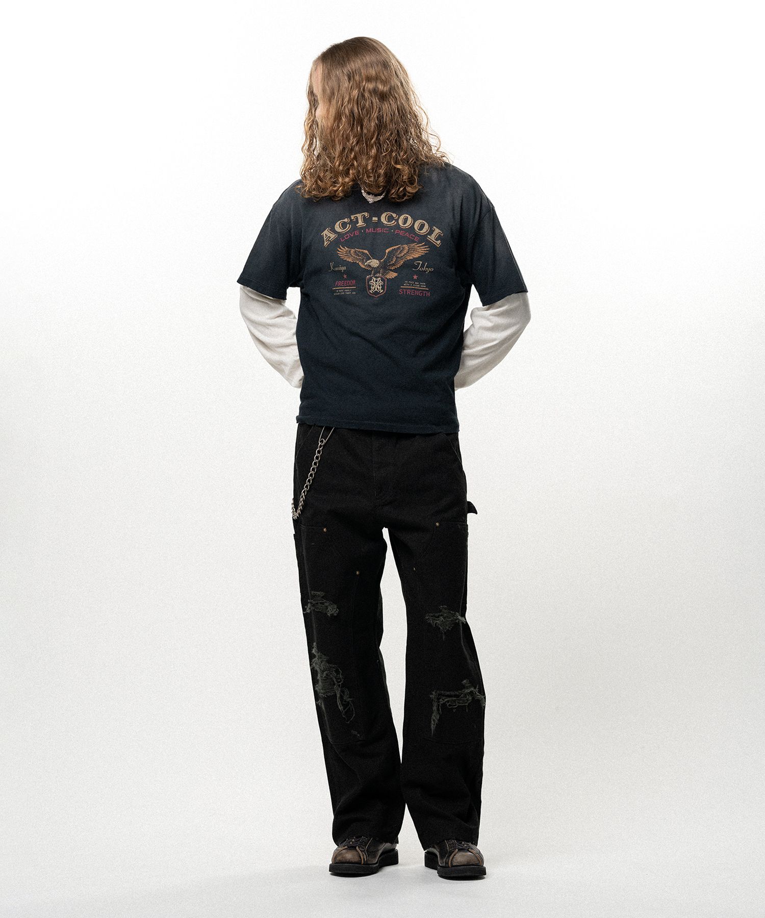 "ACT-COOL Eagle" Distressed T-shirt