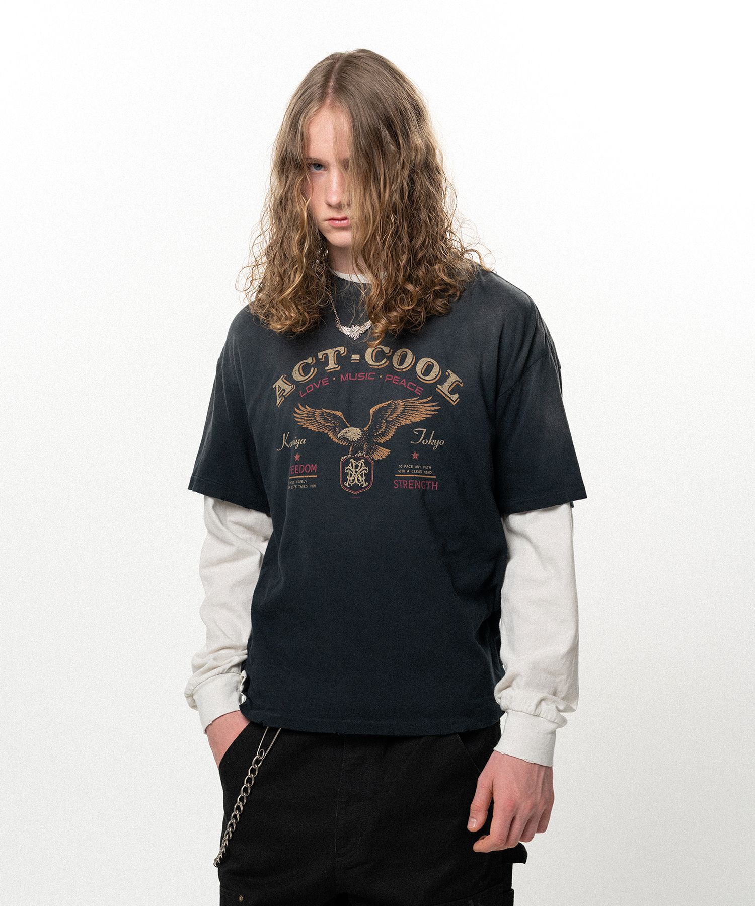 "ACT-COOL Eagle" Distressed T-shirt
