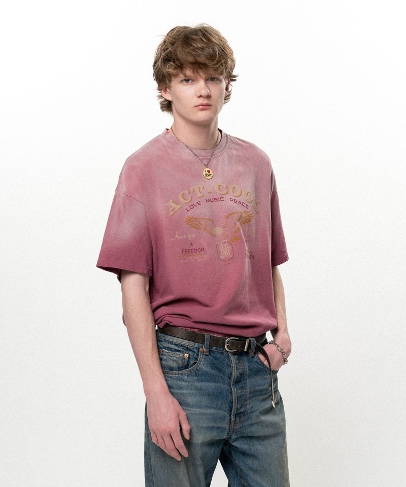 "ACT-COOL Eagle" Distressed T-shirt