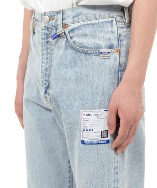 Bleached Denim Straight Pants