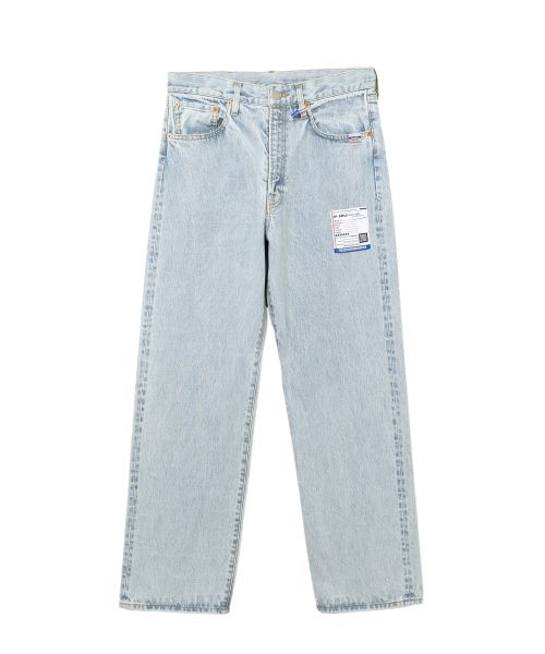 Bleached Denim Straight Pants