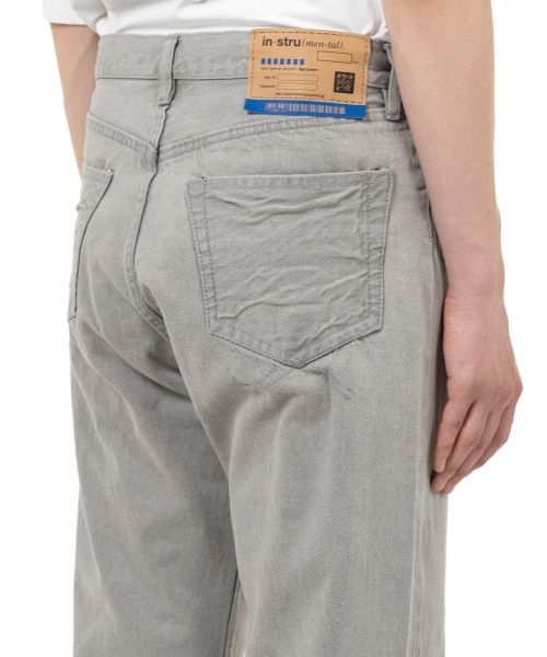 Bleached Denim Straight Pants