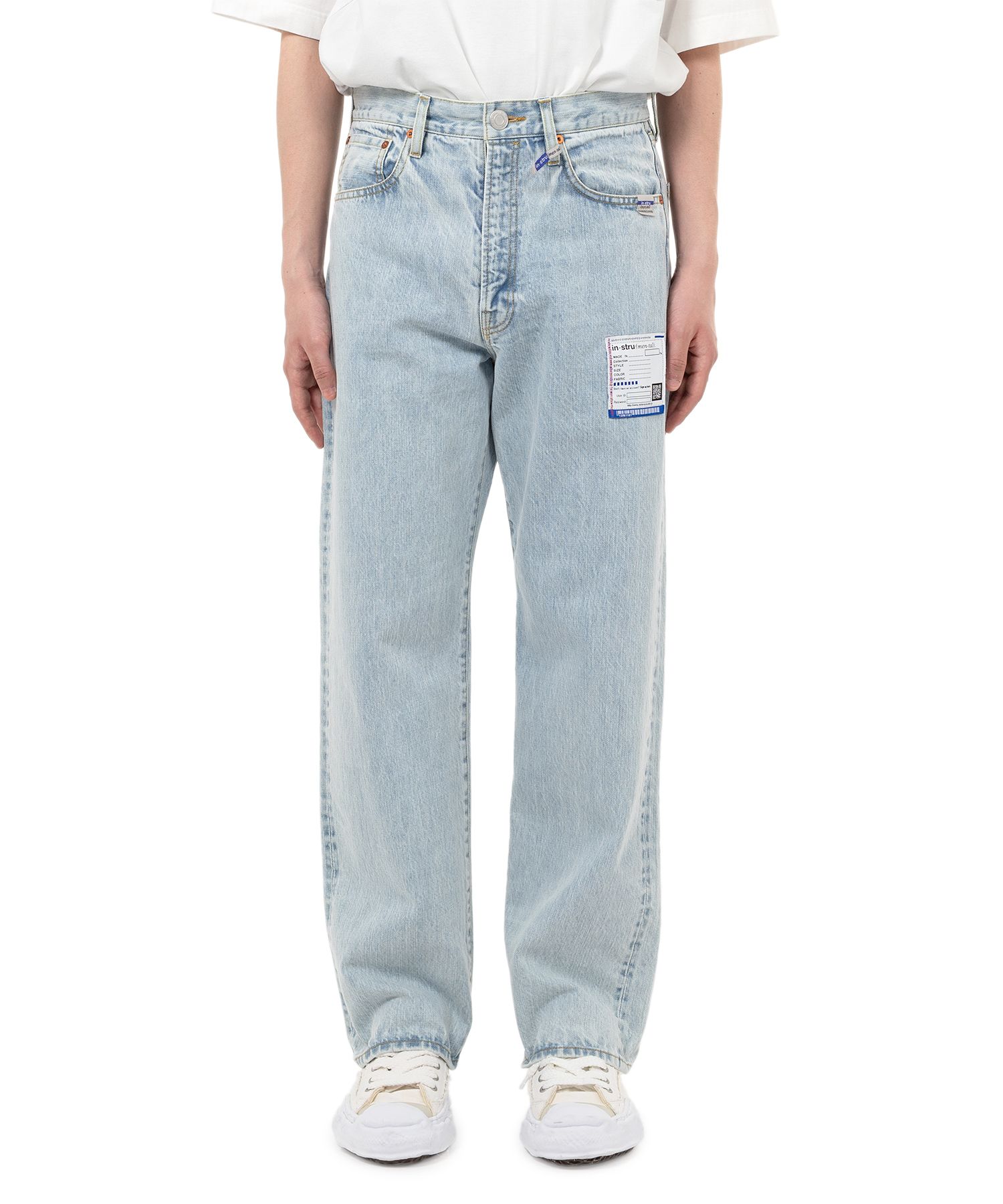 Bleached Denim Straight Pants