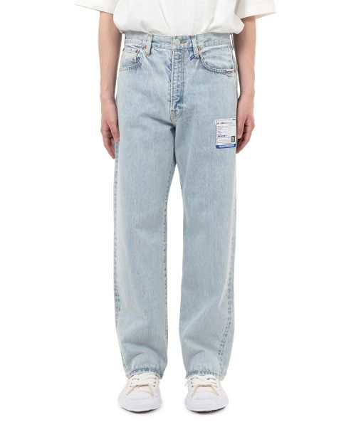 Bleached Denim Straight Pants