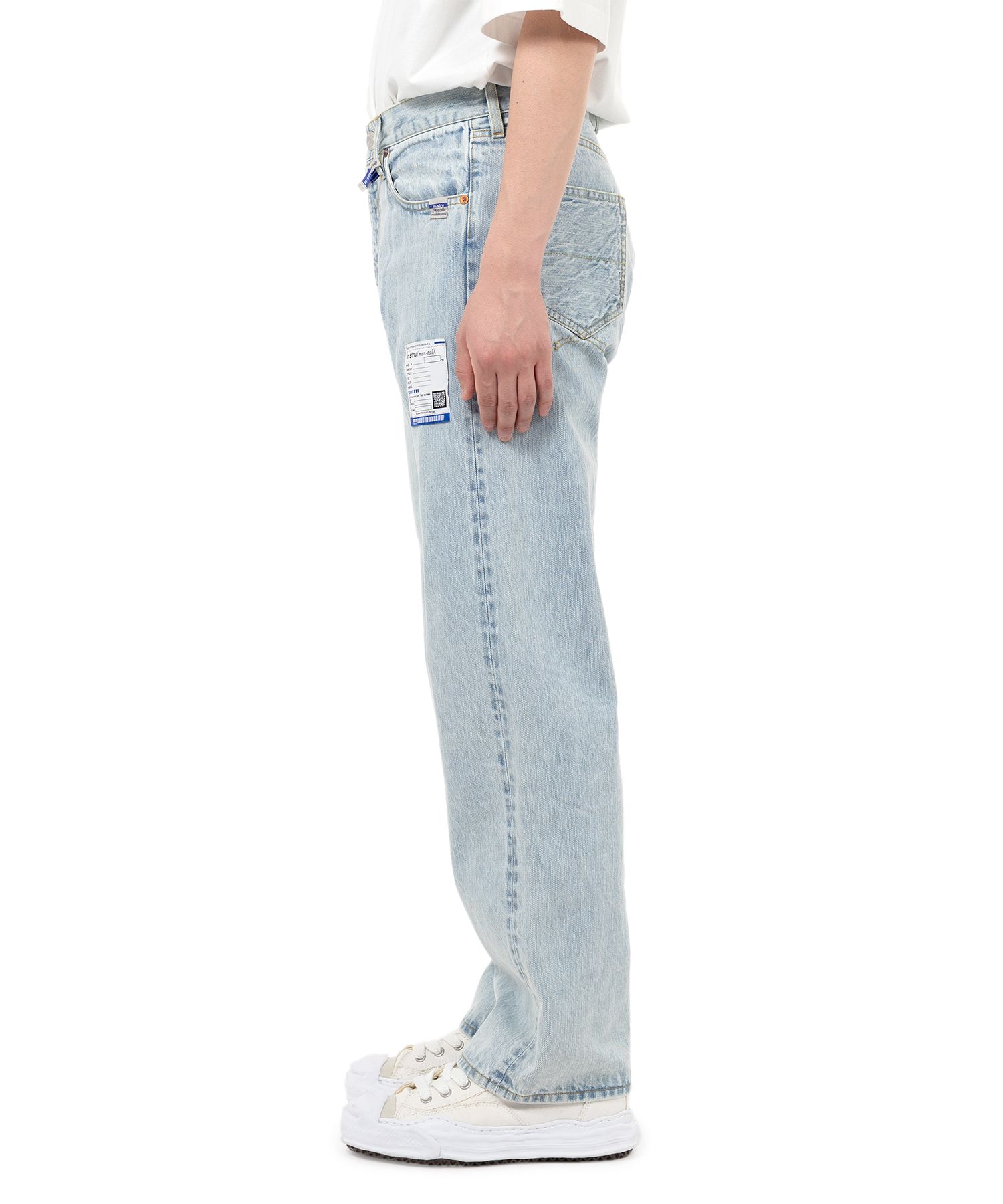 Bleached Denim Straight Pants