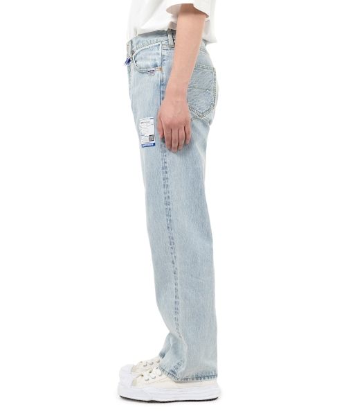 Bleached Denim Straight Pants