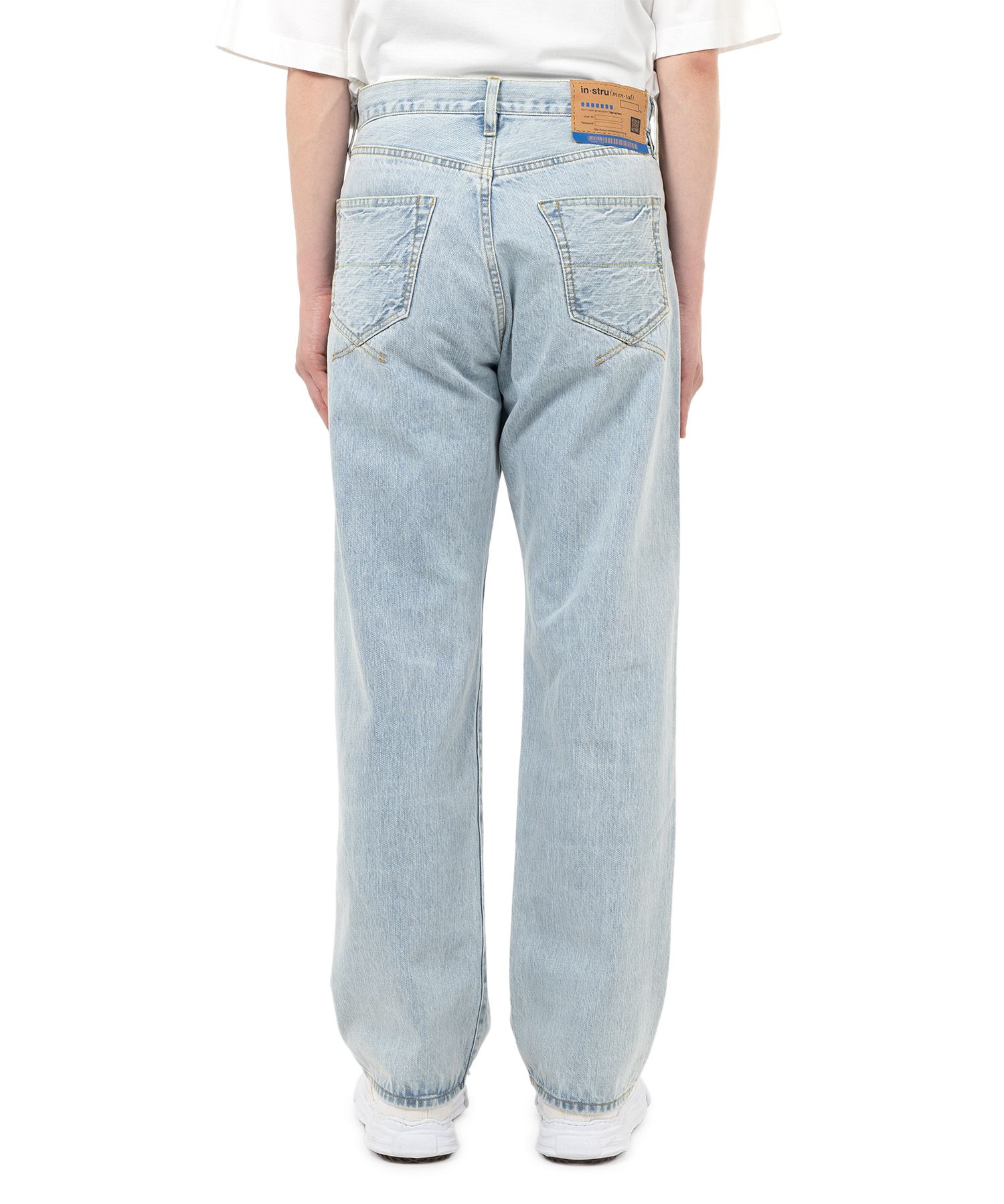 Bleached Denim Straight Pants