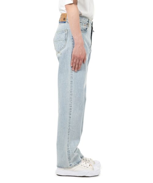 Bleached Denim Straight Pants