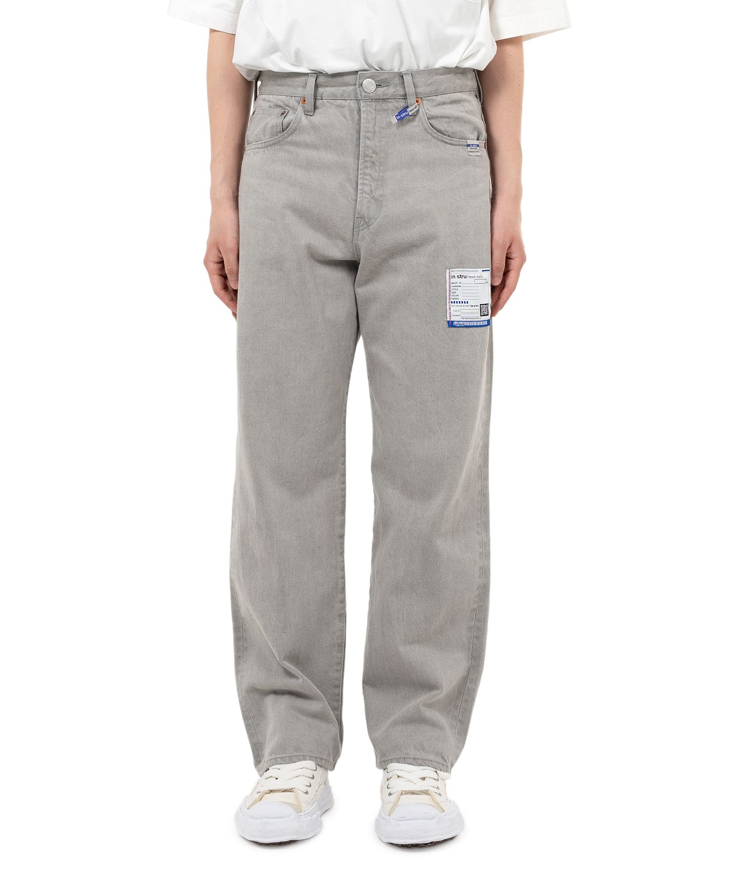 Bleached Denim Straight Pants