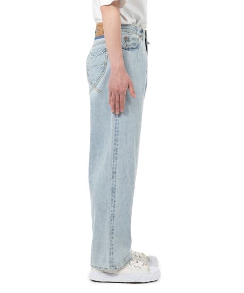 Bleached Denim Baggy Pants