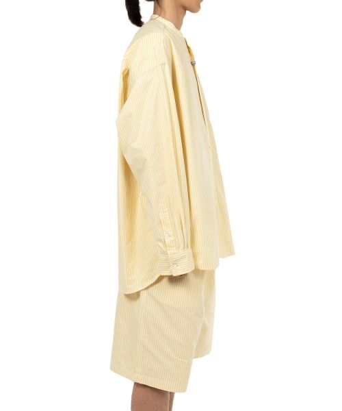  Stripe OX Band Collar Long  Sleeve Shirt