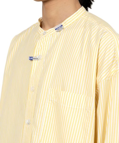  Stripe OX Band Collar Long  Sleeve Shirt