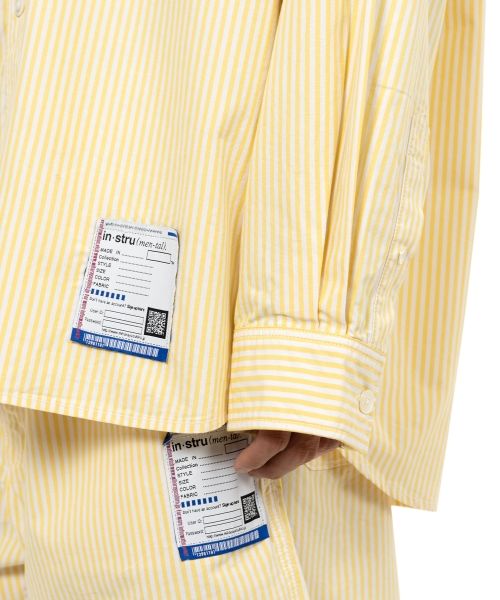  Stripe OX Band Collar Long  Sleeve Shirt