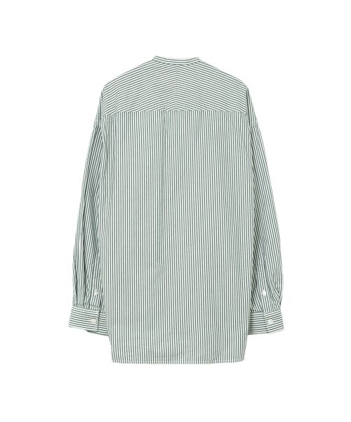  Stripe OX Band Collar Long  Sleeve Shirt