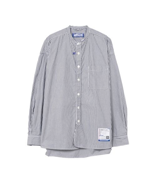  Stripe OX Band Collar Long  Sleeve Shirt