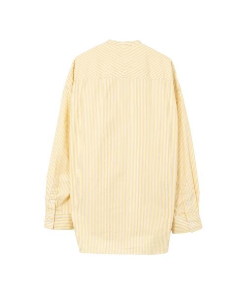  Stripe OX Band Collar Long  Sleeve Shirt