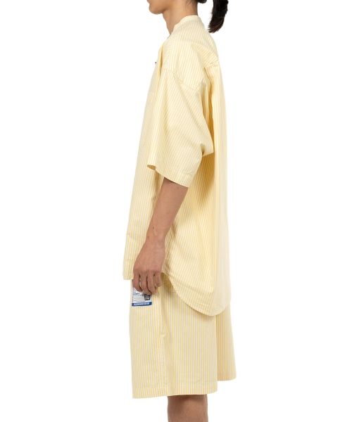  Stripe OX Band Collar Short Sleeve Shirt