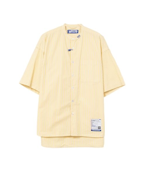  Stripe OX Band Collar Short Sleeve Shirt