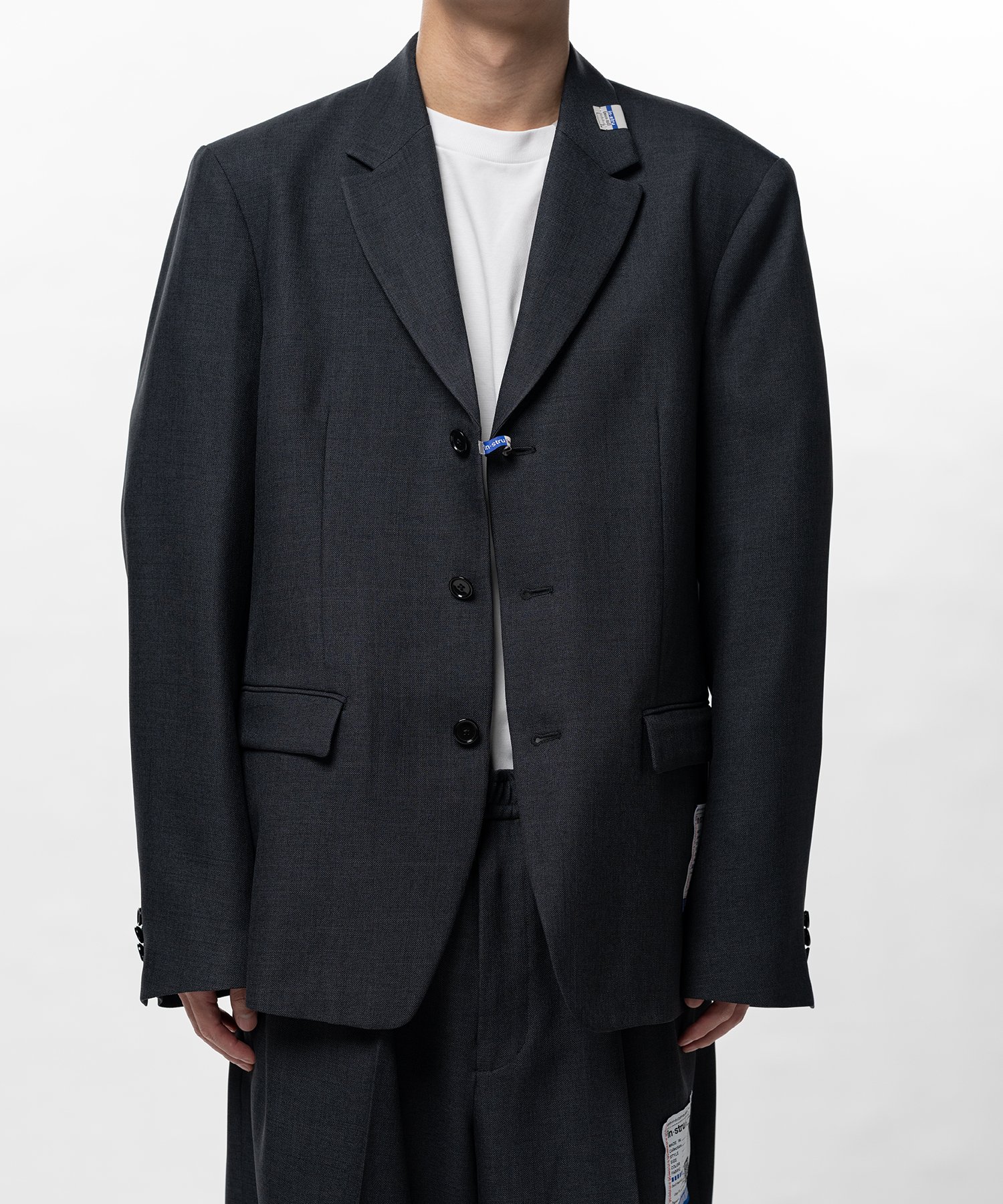 Sharkskin Wool Tailored Jacket
