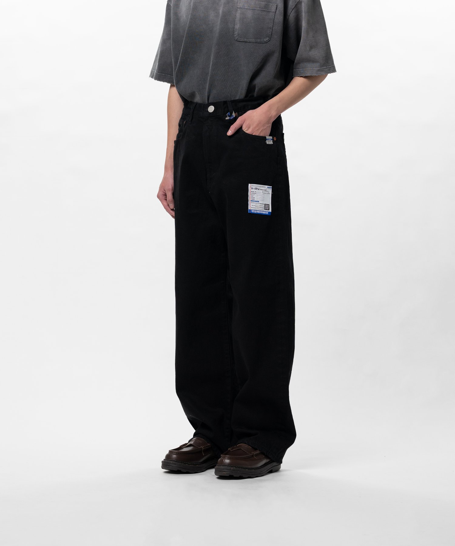 One Washed Selvage Denim Straight Pants