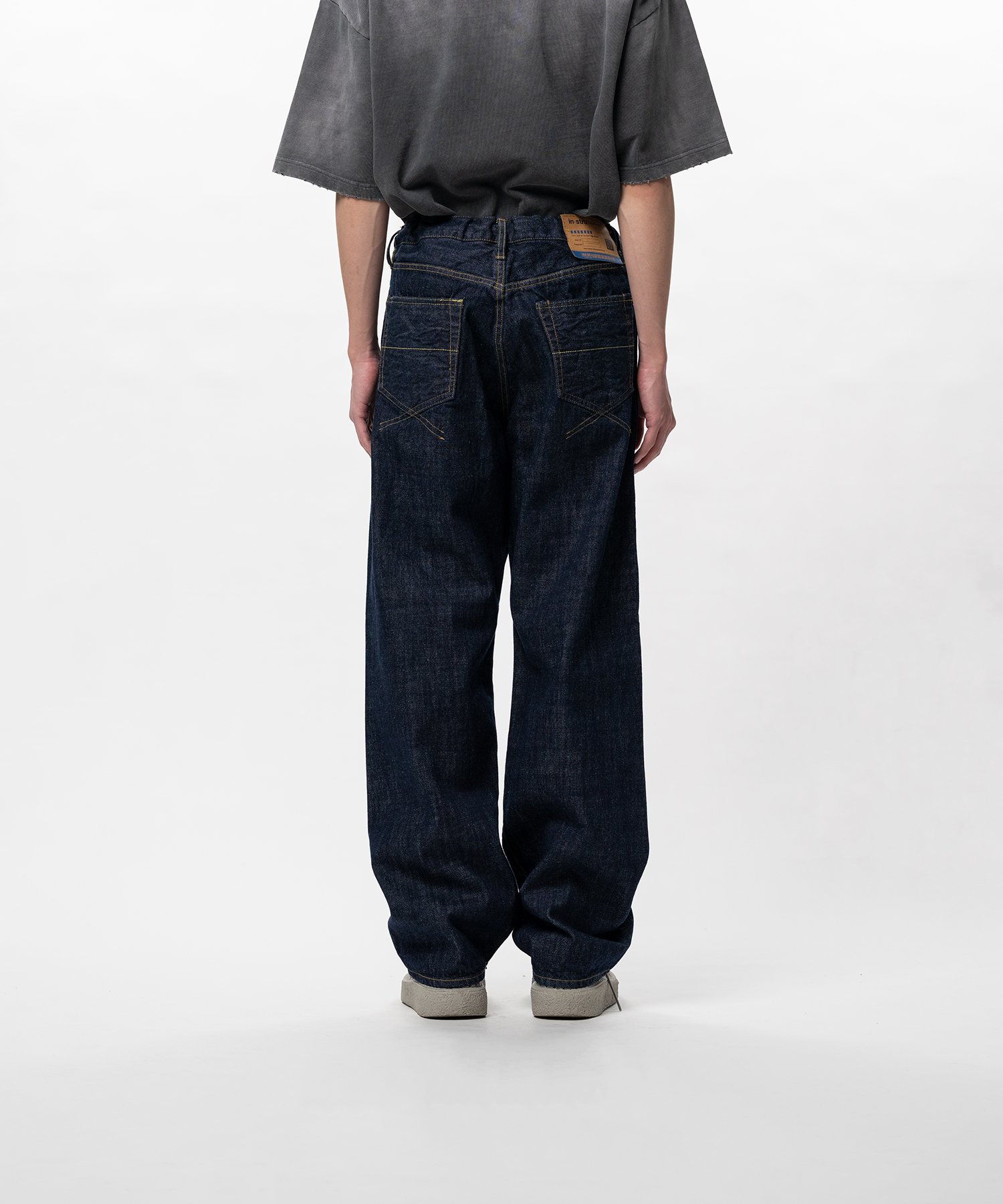 One Washed Selvage Denim Straight Pants