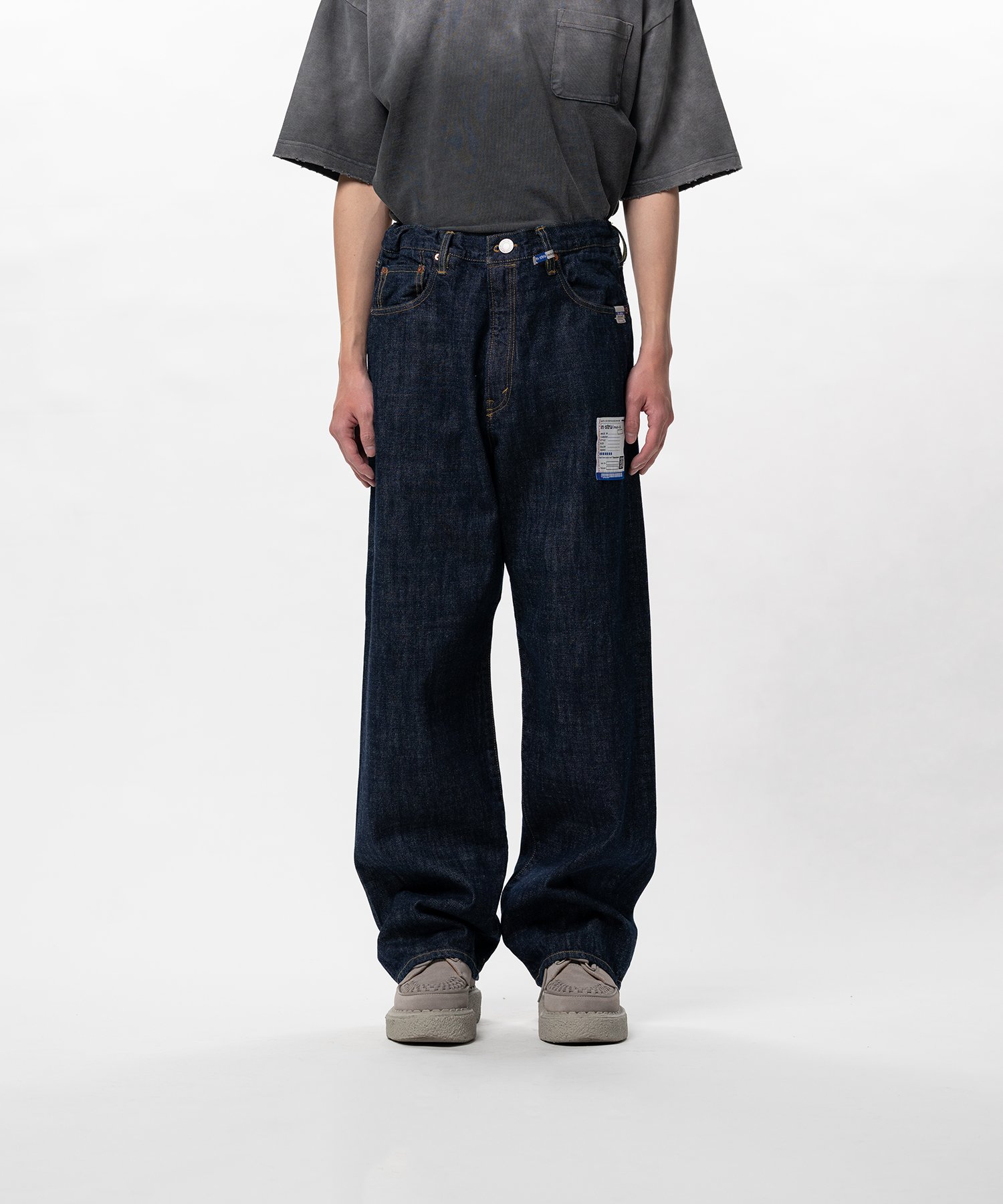 One Washed Selvage Denim Straight Pants