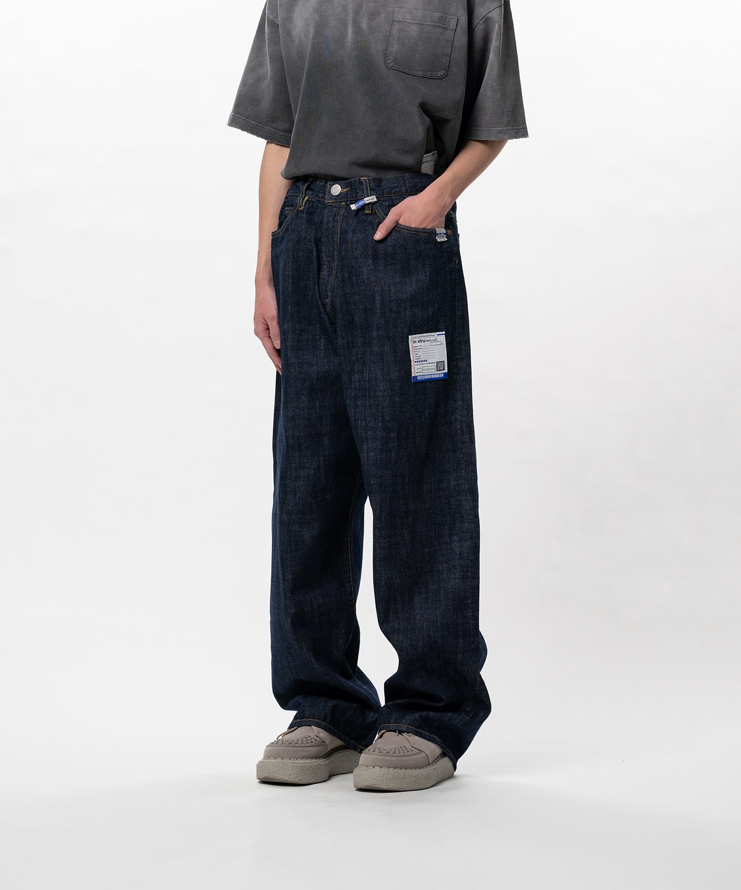 One Washed Selvage Denim Baggy Pants