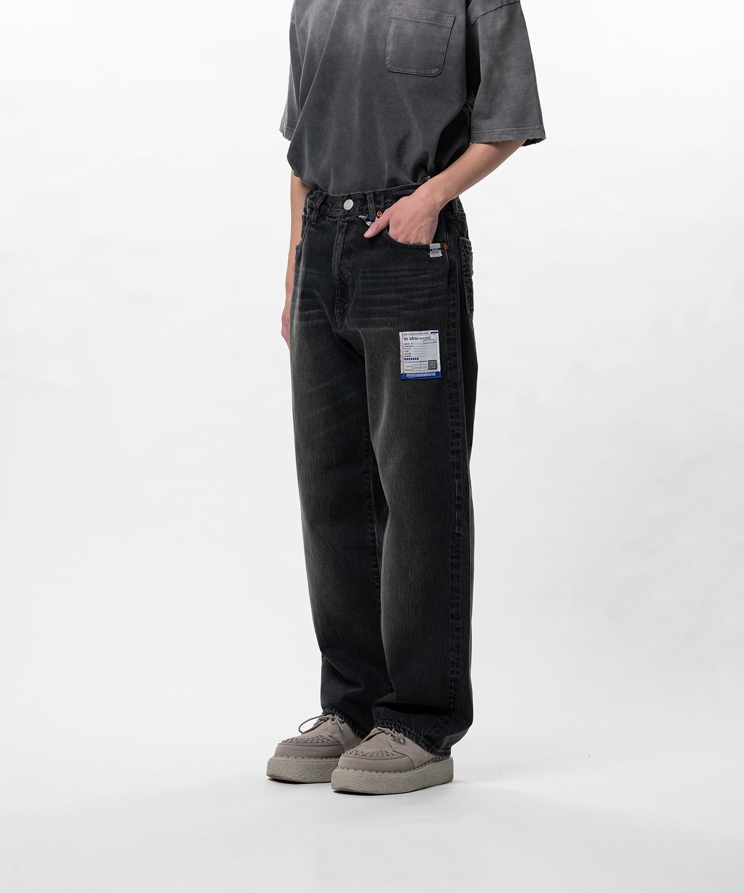 Hard Washed Selvage Denim Straight Pants