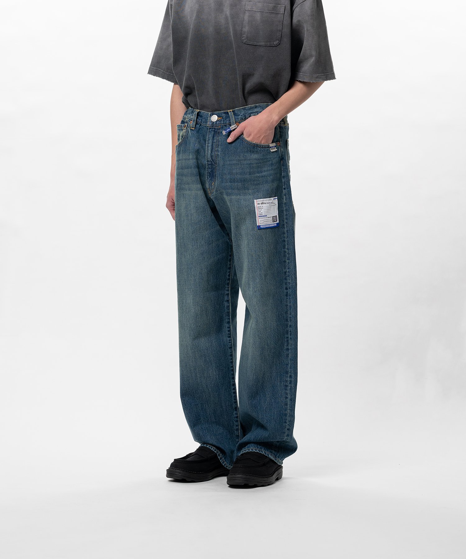 Hard Washed Selvage Denim Straight Pants