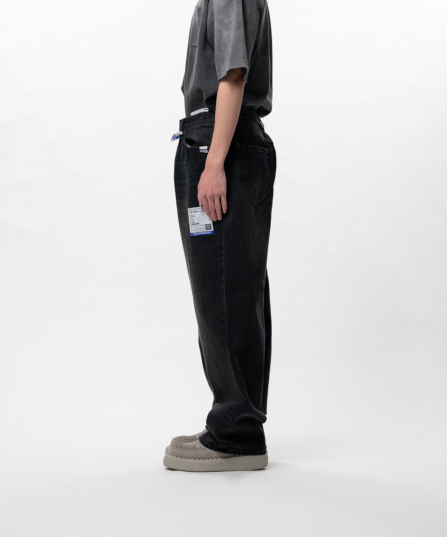 Hard Washed Selvage Denim Baggy Pants