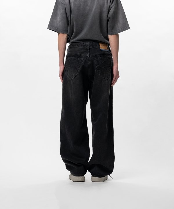Hard Washed Selvage Denim Baggy Pants
