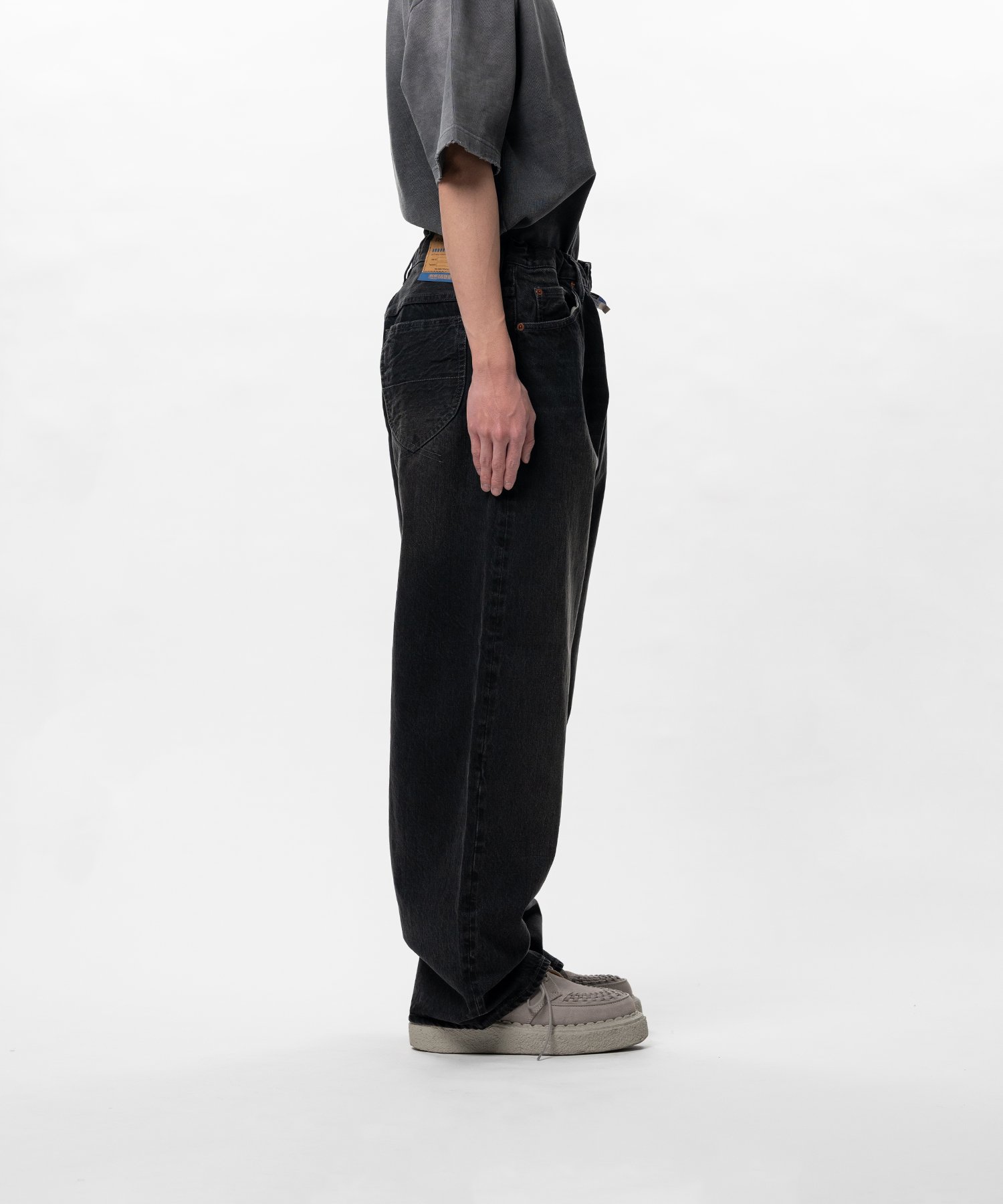 Hard Washed Selvage Denim Baggy Pants