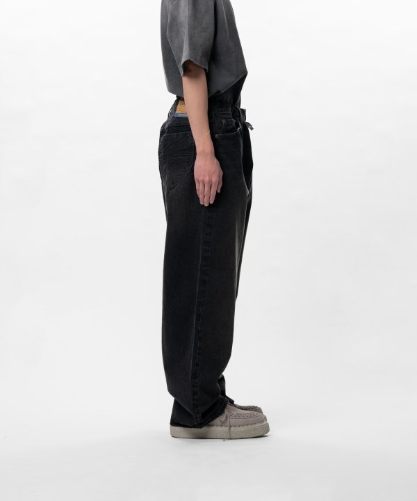 Hard Washed Selvage Denim Baggy Pants
