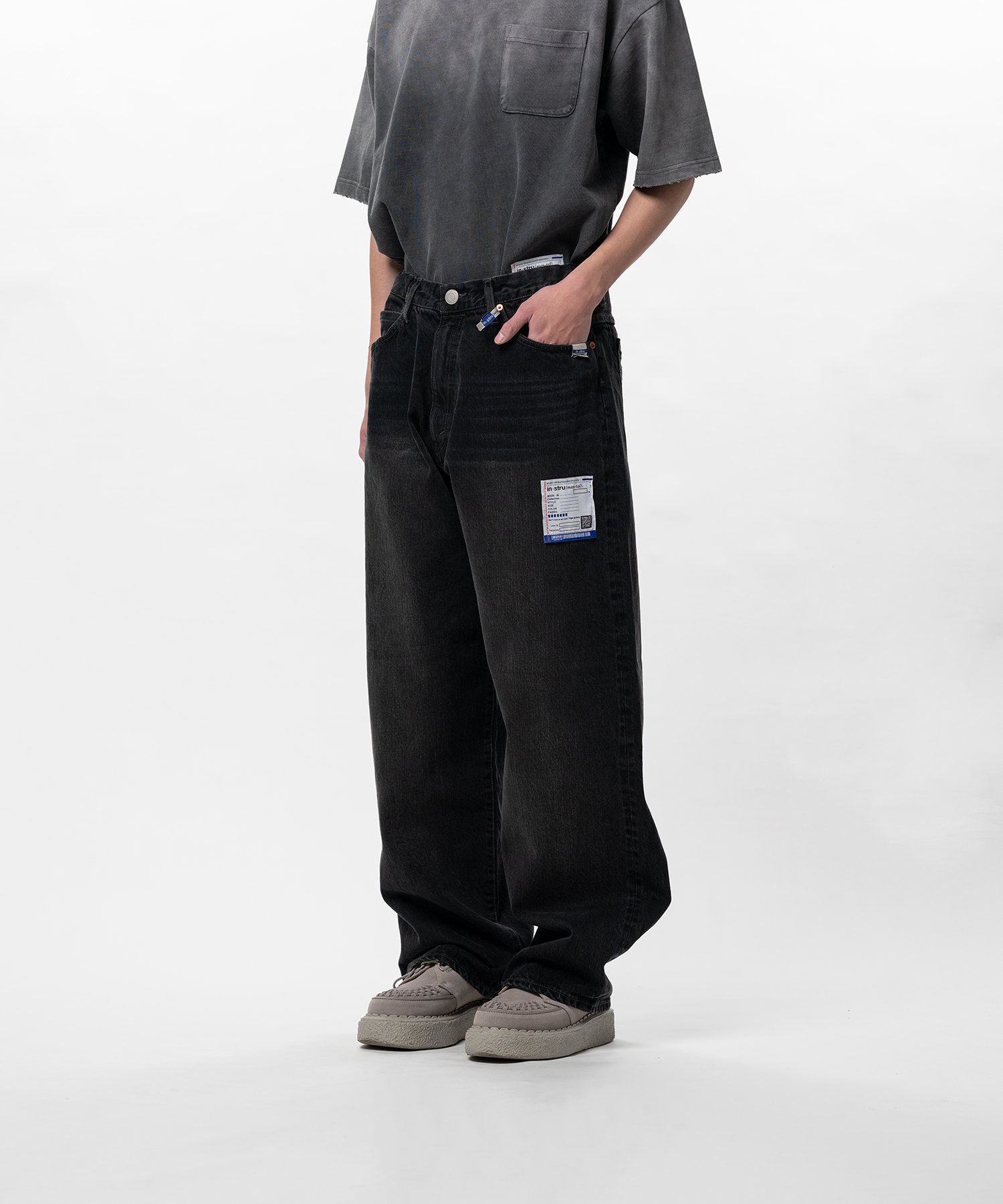 Hard Washed Selvage Denim Baggy Pants