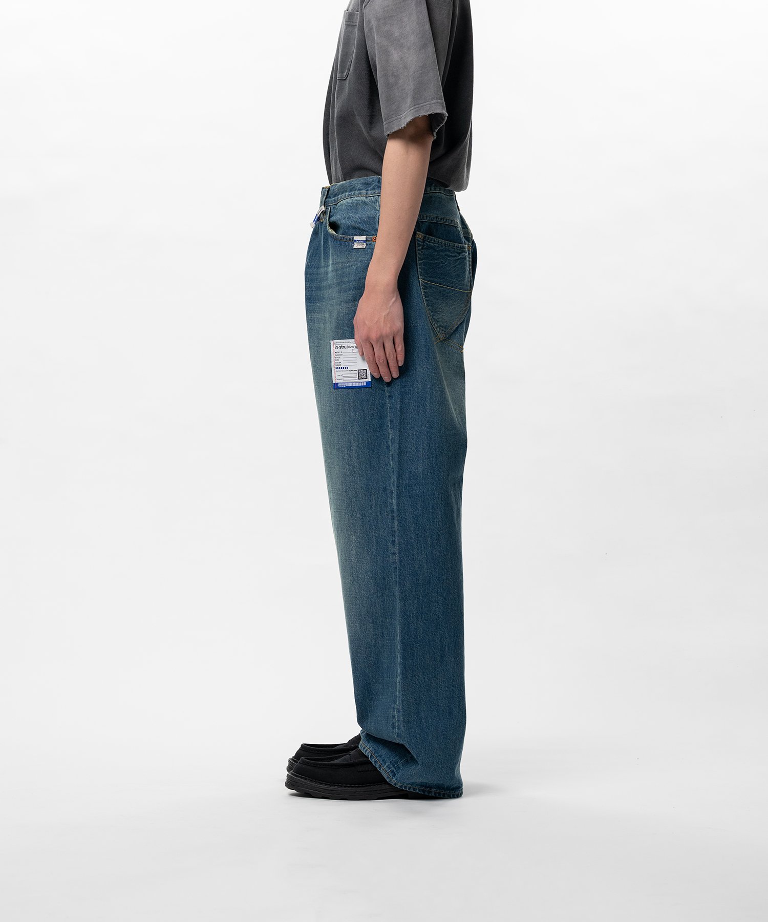 Hard Washed Selvage Denim Baggy Pants