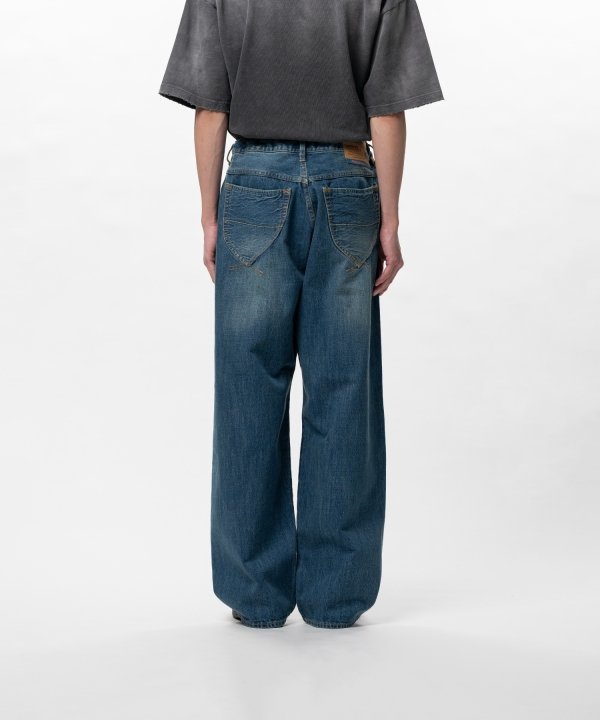 Hard Washed Selvage Denim Baggy Pants