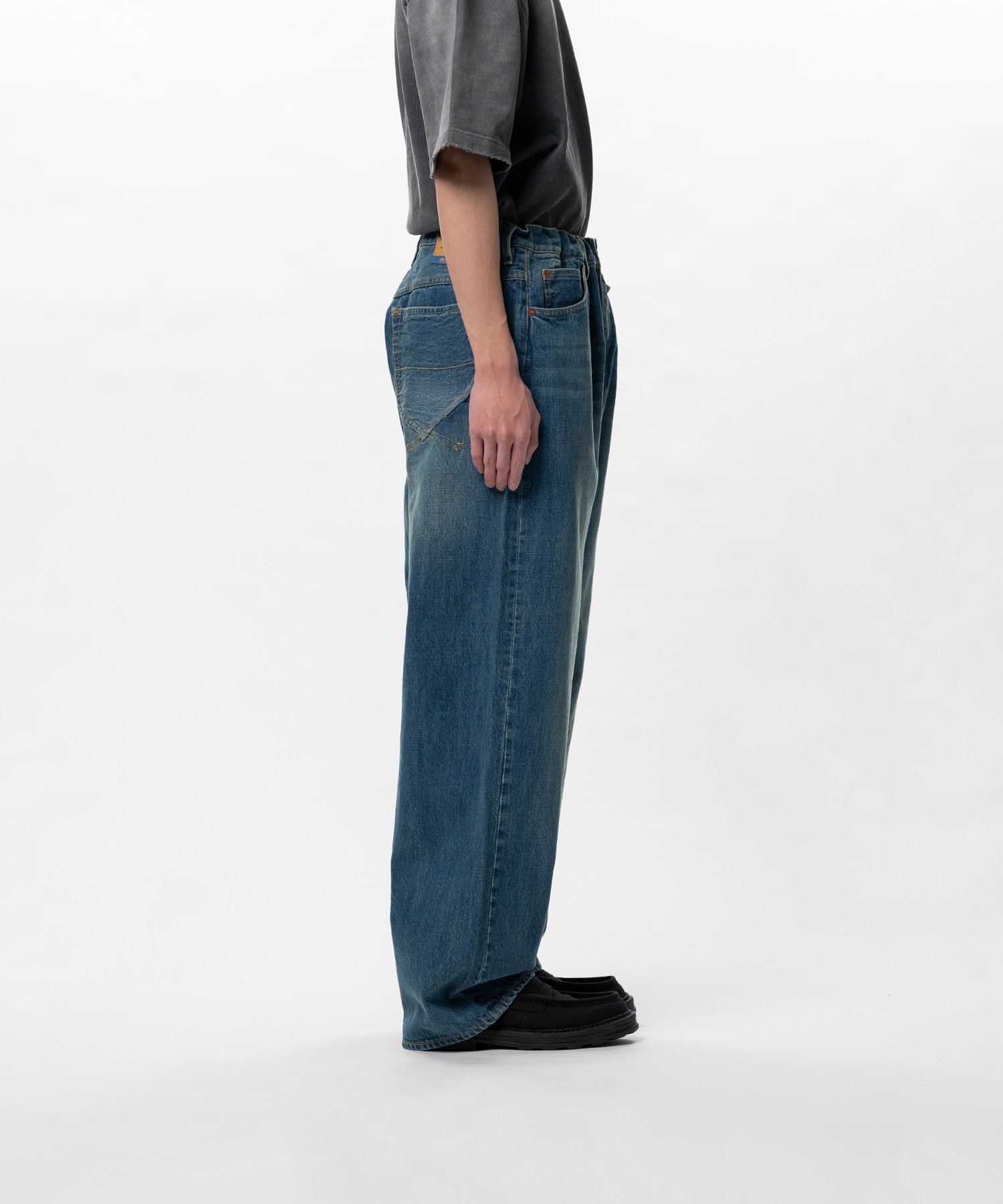 Hard Washed Selvage Denim Baggy Pants