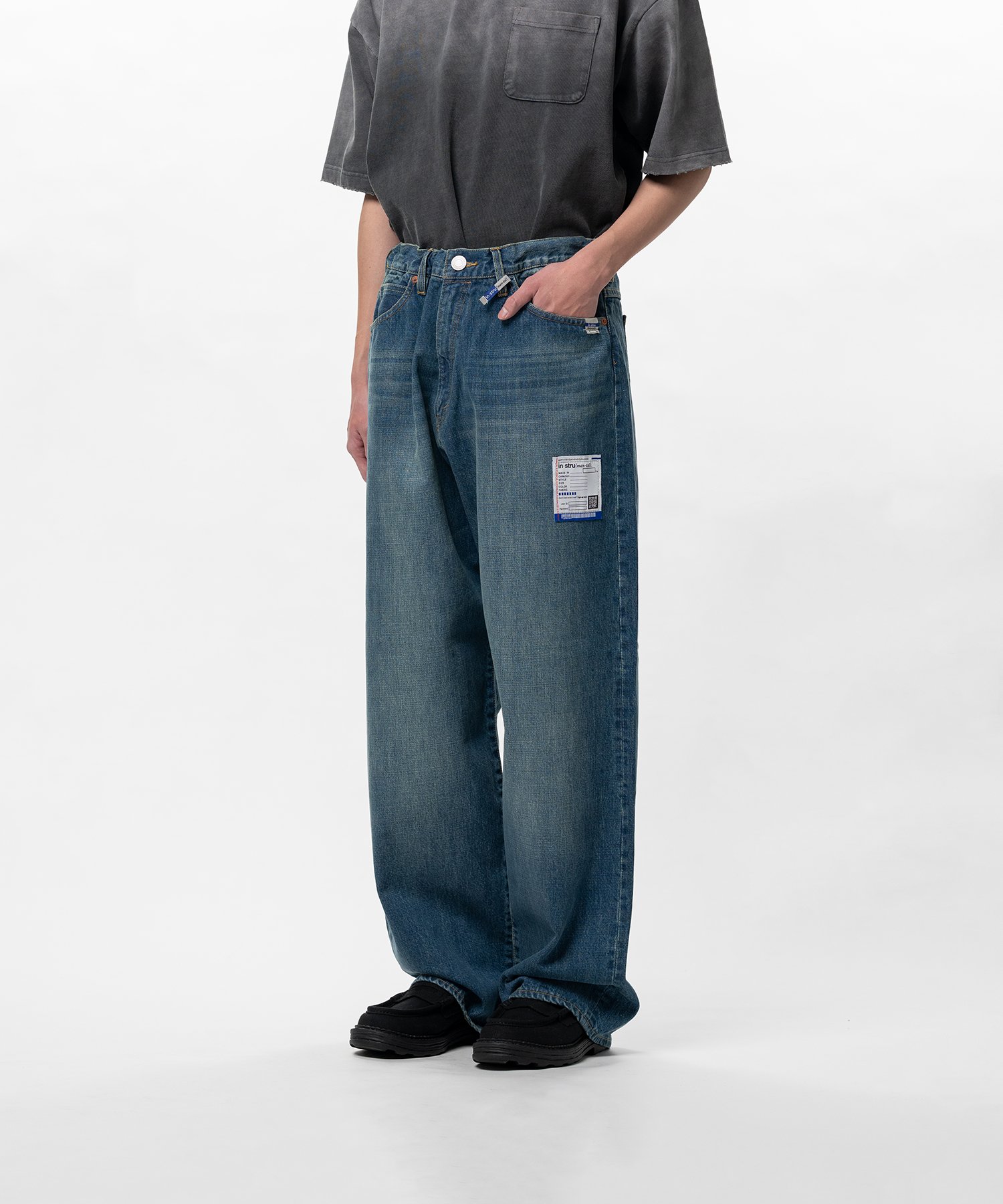 Hard Washed Selvage Denim Baggy Pants