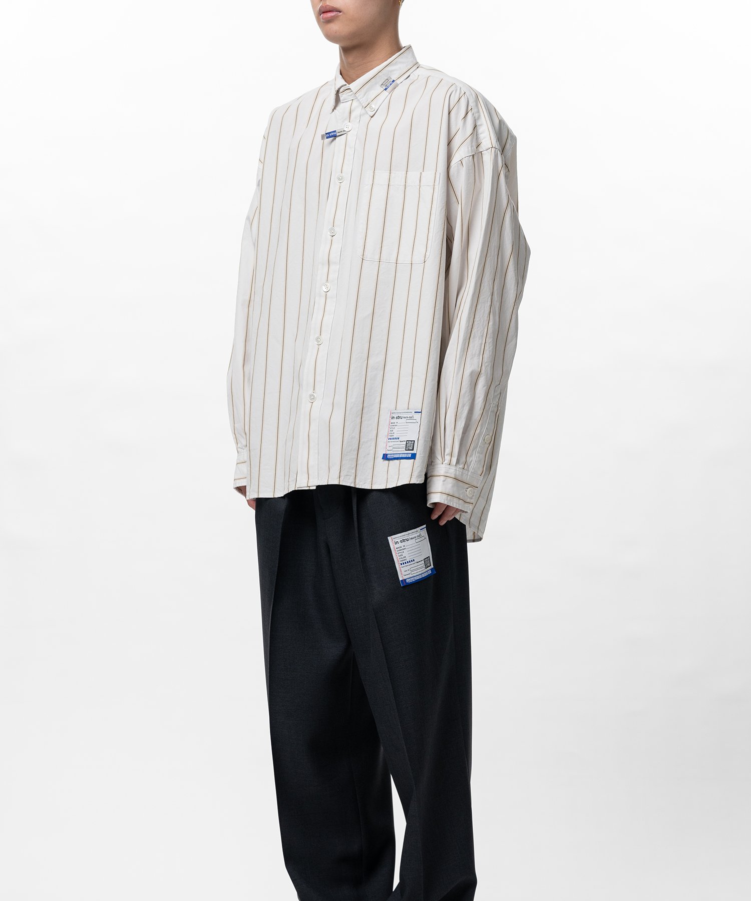 Cotton High Density Stripe Long-sleeve Shirt