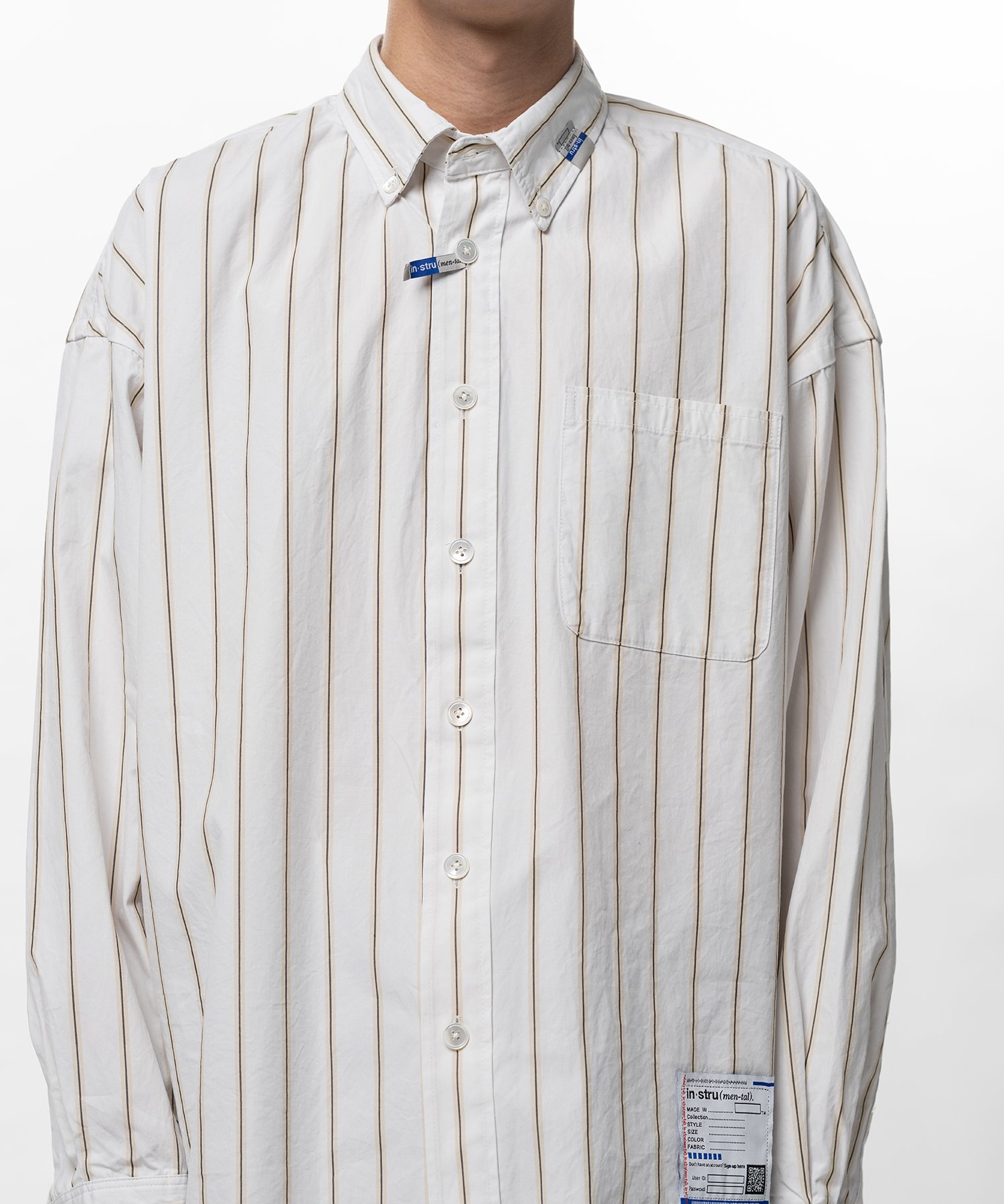 Cotton High Density Stripe Long-sleeve Shirt