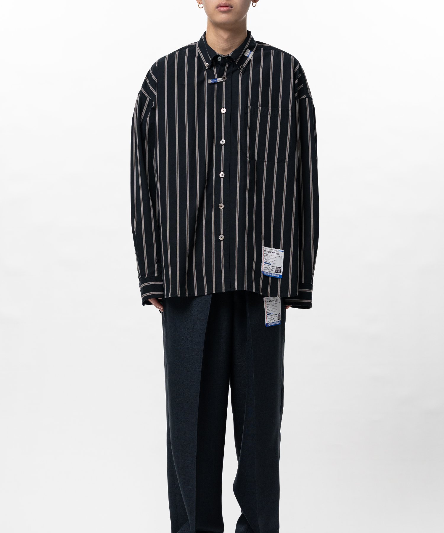 Cotton High Density Stripe Long-sleeve Shirt