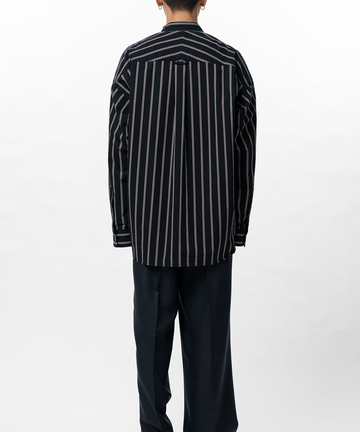 Cotton High Density Stripe Long-sleeve Shirt