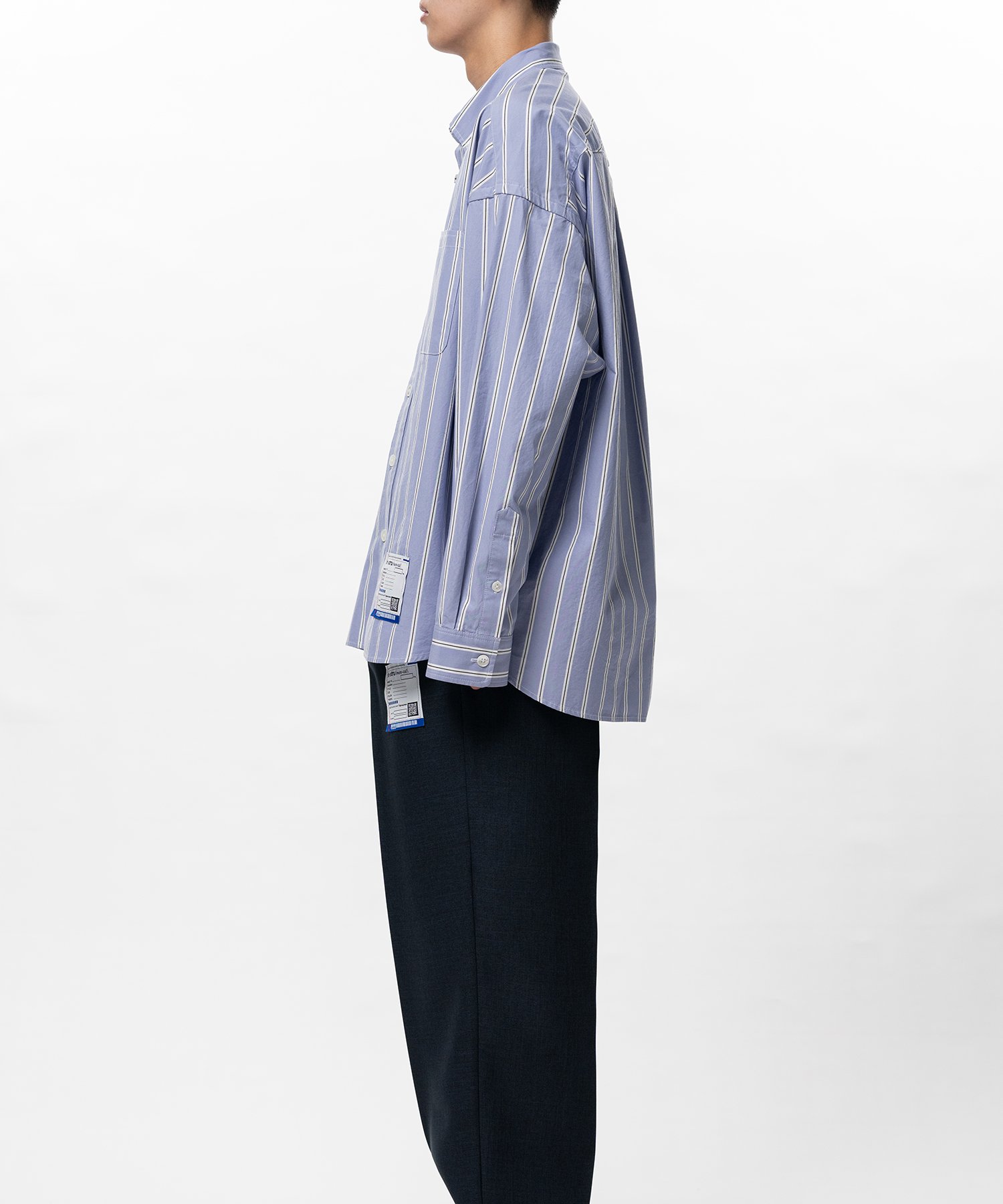 Cotton High Density Stripe Long-sleeve Shirt