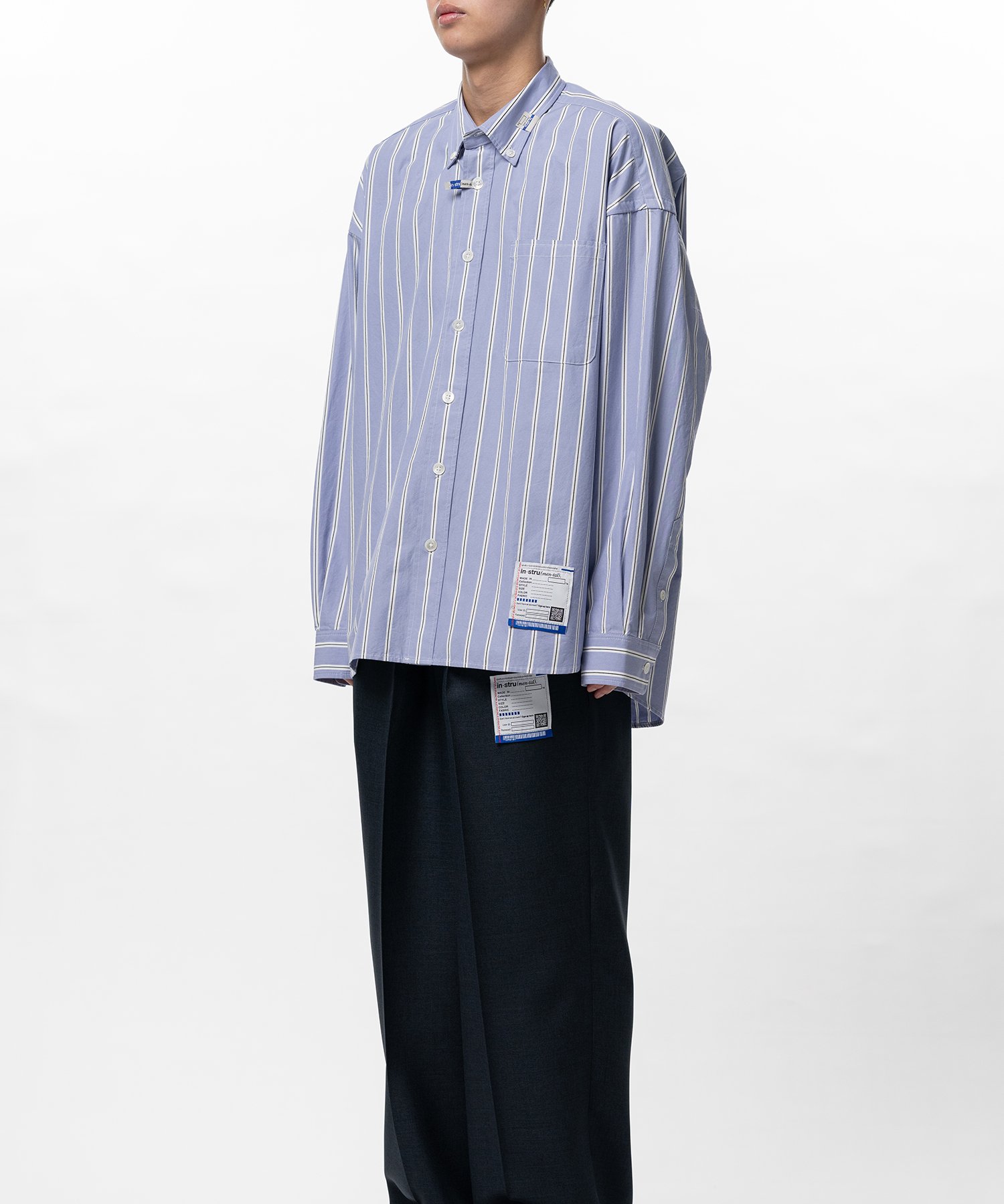 Cotton High Density Stripe Long-sleeve Shirt