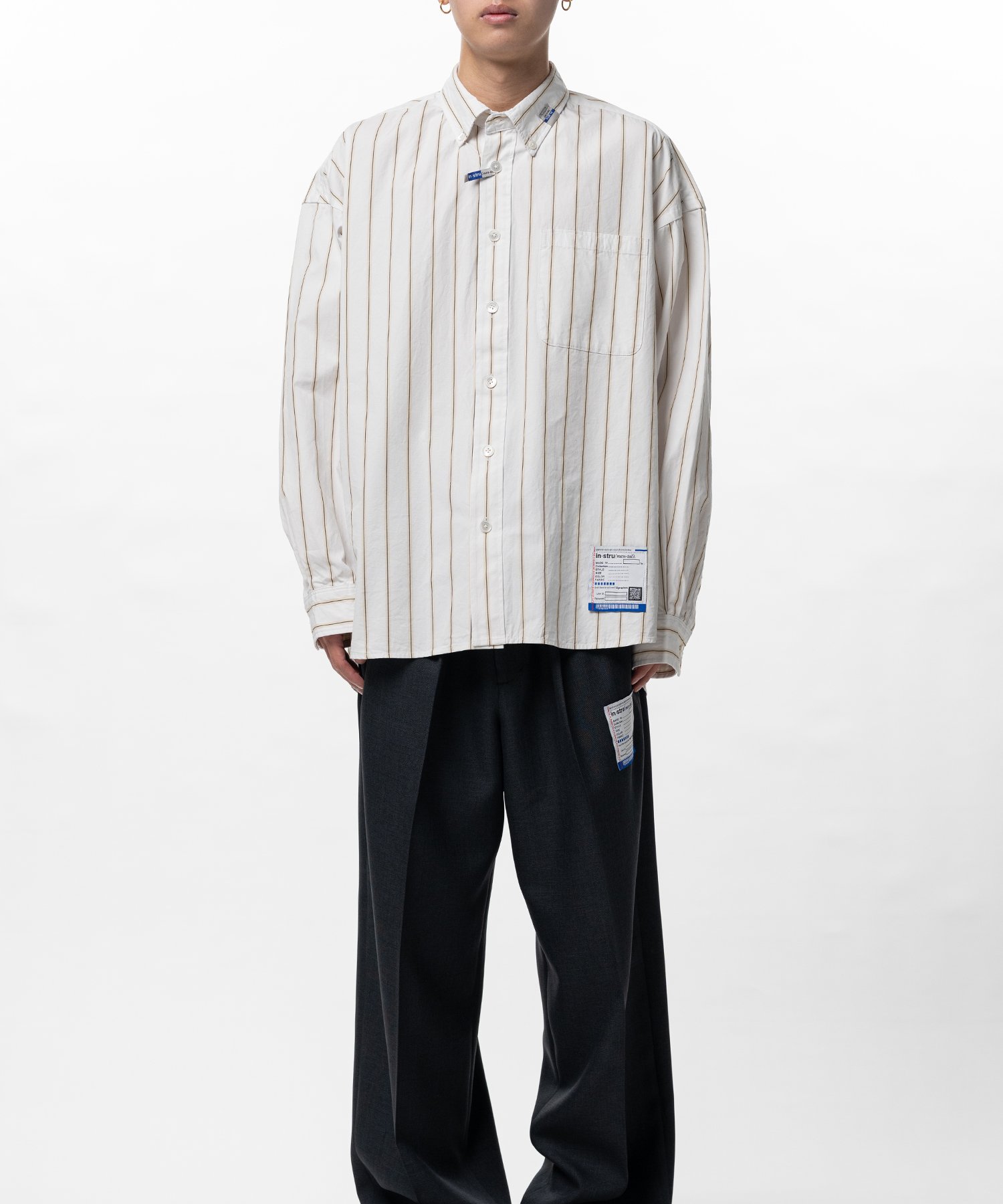 Cotton High Density Stripe Long-sleeve Shirt