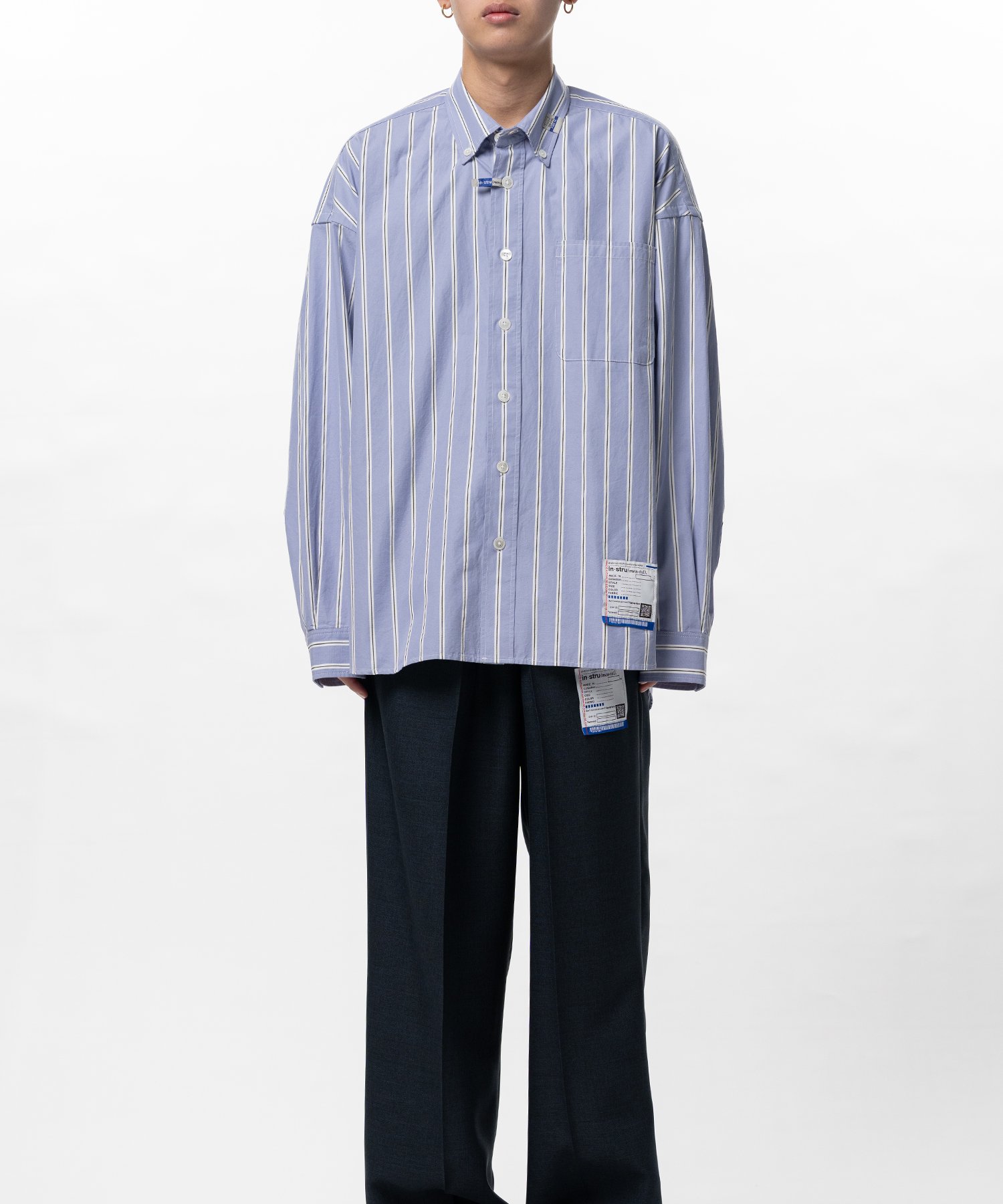 Cotton High Density Stripe Long-sleeve Shirt