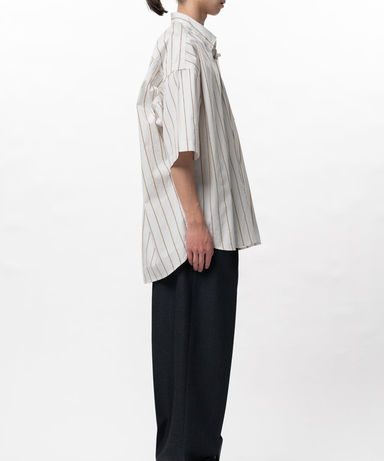 Cotton High Density Stripe Short-sleeve Shirt