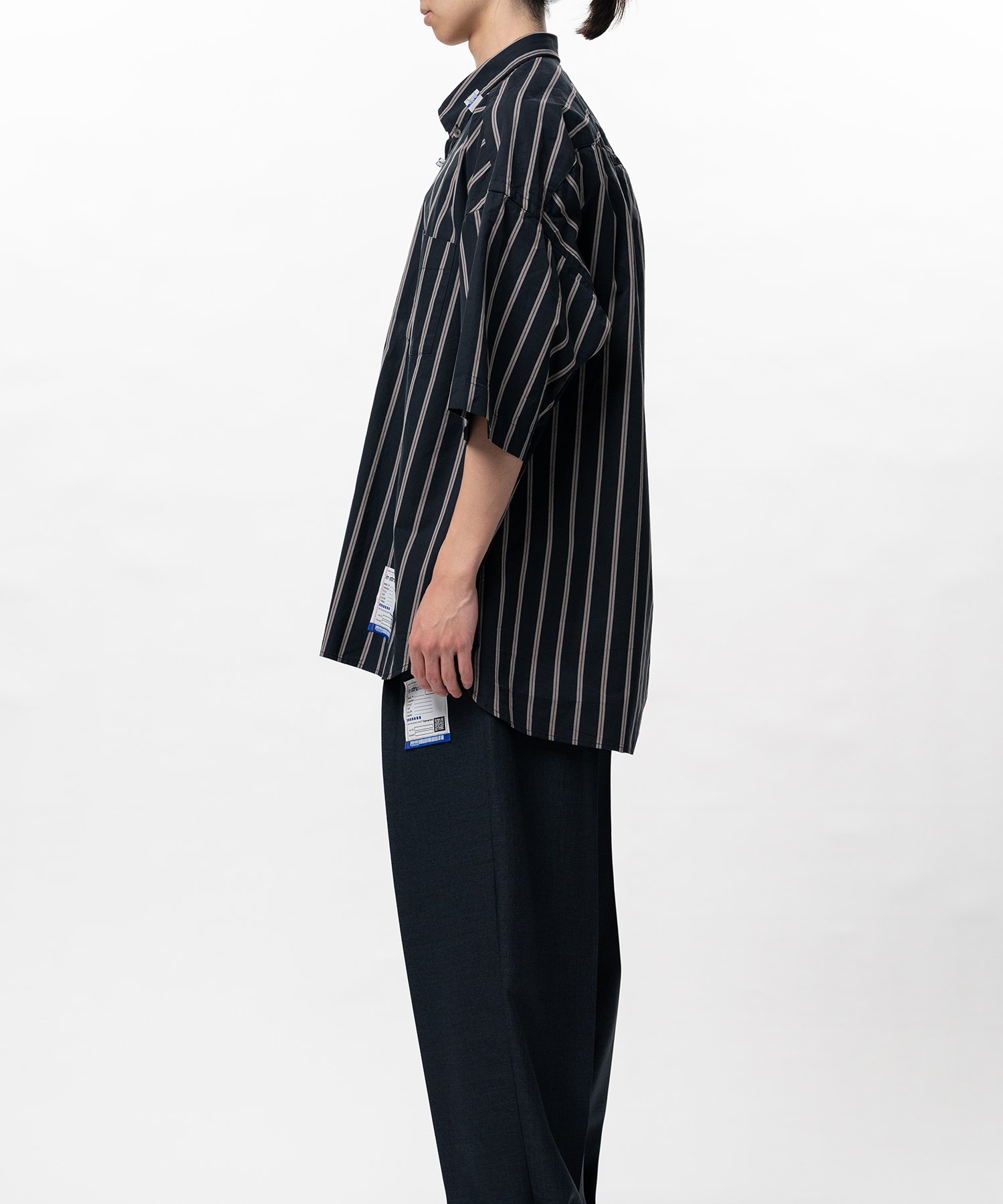 Cotton High Density Stripe Short-sleeve Shirt